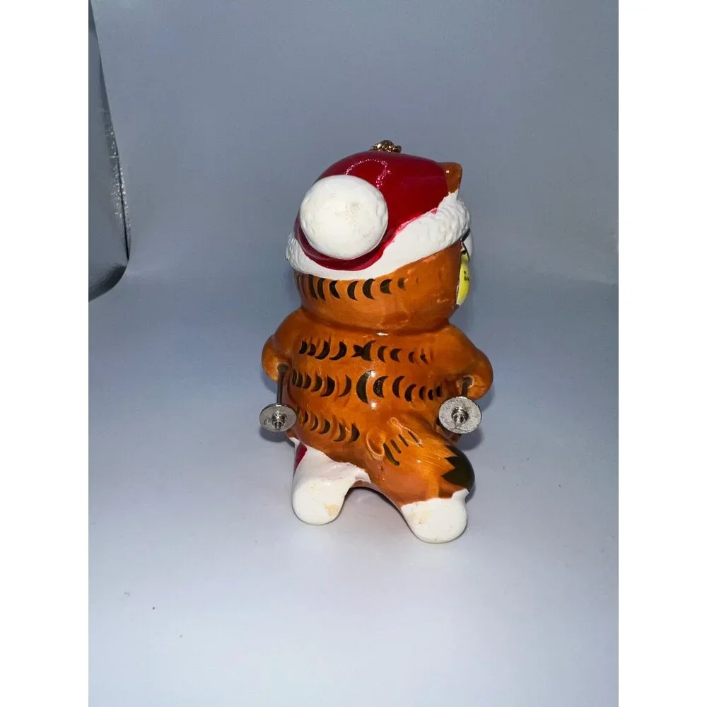 Vintage 1978 Garfield The Cat Skiing Ceramic Christmas‎ Ornament Xmas Decor Cats